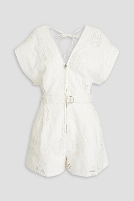 Falwen belted broderie anglaise cotton playsuit