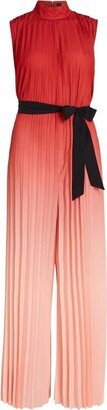 Gradient Pleated Belted-Waist Jumpsuit