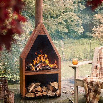 Weathering Steel Outdoor Fireplace with Grill