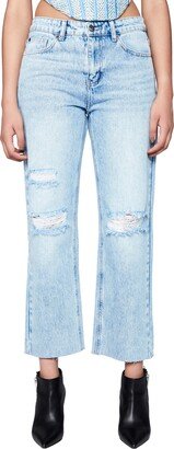 Esther Ripped Raw Hem Crop Straight Leg Jeans