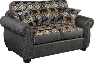 Hunter Transitional Cabin/Lodge Style Leather-Look Loveseat, Gray