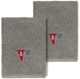 Ethan Embellished Washcloth - Set of 2 - Dark Gray