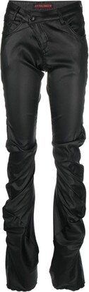 Asymmetric Ruched Slim-Cut Trousers