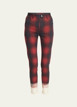 Plaid-Print Skinny Leg Pants