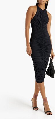 Ruched jersey midi dress