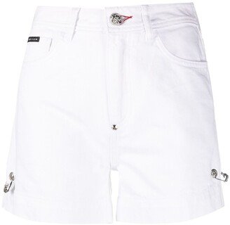 Safety-Pin Denim Shorts