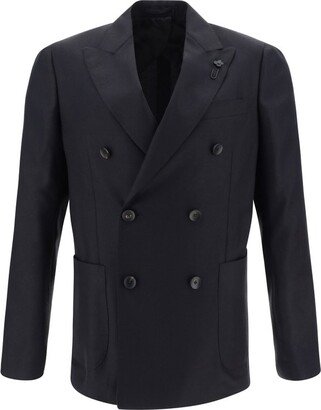 Double-Breasted Straight Hem Blazer-AB