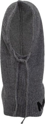 Logo-Intarsia Front Tie Fastened Knitted Balaclava-AA