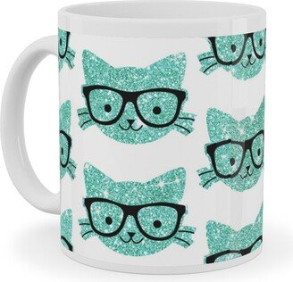 Mugs: Sparkle Kitties Ceramic Mug, White, 11Oz, Blue