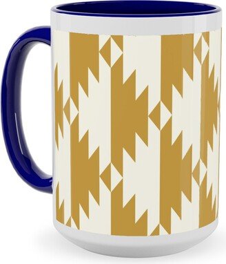 Mugs: Tribal - Gold Ceramic Mug, Blue, 15Oz, Yellow