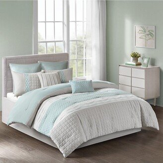 Gracie Mills Tinsley 8 Piece Ultra Soft Quilted Comforter Set Bedding Queen Size Seafoam/Grey - 5DS10-0053 - Seafoam/grey