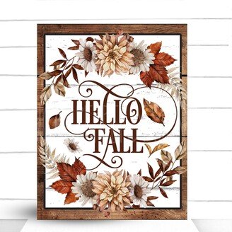 Wreath Sign, Hello Fall Pumpkin Metal Sugar Pepper Designs, Sign For