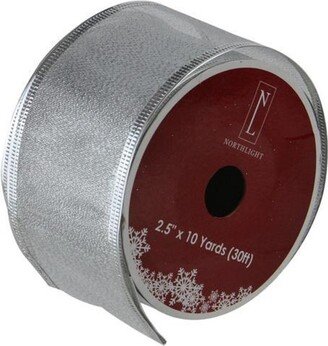 Northlight Textured Silver Christmas Wired Craft Ribbon 2.5