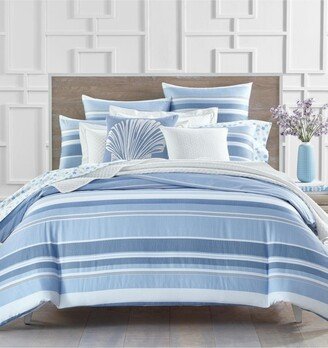 Damask Designs Coastal Stripe 300 Thread Count Comforter Set, Full/Queen, Created for Macy's