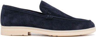 Topstitched Suede Loafers