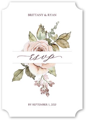 Rsvp Cards: Rose Bouquet Wedding Response Card, Pink, Pearl Shimmer Cardstock, Ticket