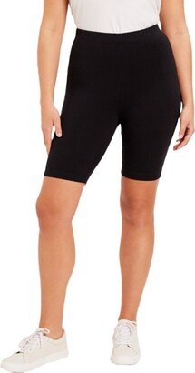 June + Vie by Roaman's Women's Plus Size Classic Bike Shorts, - Black