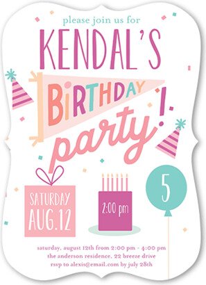 Girl Birthday Invitations: Essential Elements Birthday Invitation, Pink, 5X7, Matte, Signature Smooth Cardstock, Bracket