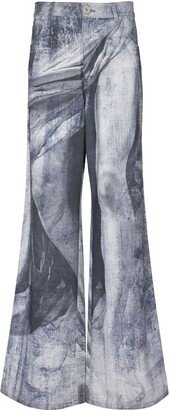 Graphic-Print Wide-Leg Jeans