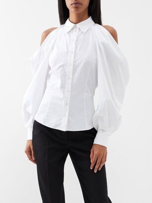 Open-shoulder Cotton-poplin Shirt