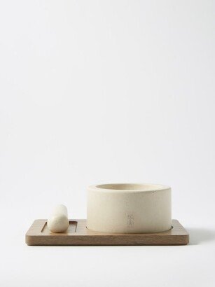 Pestle, Mortar & Wooden Tray