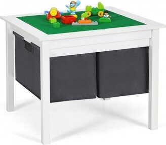 2-in-1 Kids Double-sided Activity Building Block Table with Drawers - 25.5 x 25.5 x 21