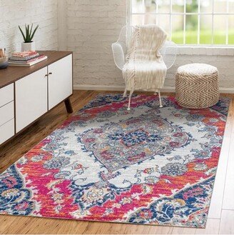 Bohemian FLAIR Boho Vintage Medallion Blue/Multi 3 ft. x 5 ft. Area Rug