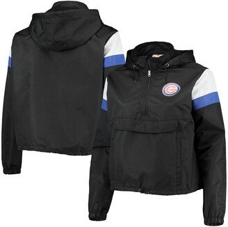 Women's Black and Royal Chicago Cubs Plus Size Anorak Quarter-Zip Hoodie - Black, Royal