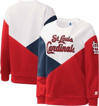 Women's Starter White, Red St. Louis Cardinals Shutout Pullover Sweatshirt - White, Red