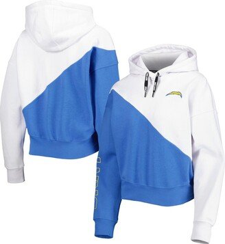 Women's Sport White and Powder Blue Los Angeles Chargers Bobbi Color Blocked Pullover Hoodie - White, Powder Blue