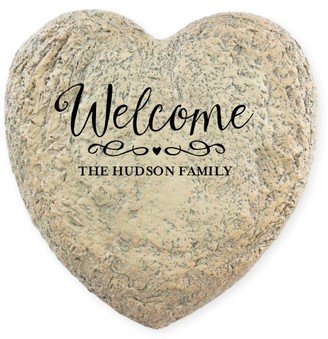 Garden Stones: Heartfelt Welcome Garden Stone, Heart Shaped Garden Stone (9X9), White