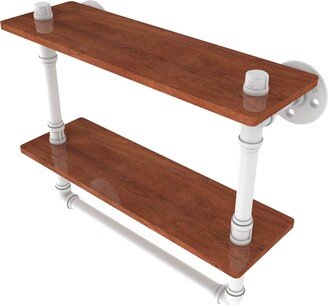 16 Inch Double Ironwood Shelf with Towel Bar