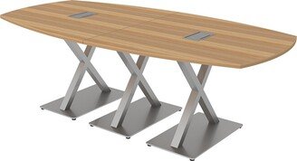 Skutchi Designs, Inc. 8' Arc Boat Shaped Conference Table with X Bases Data And Electric