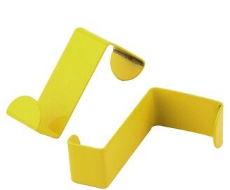 Unique Bargains Household Metal Z Shaped Over Door Hooks Clothes Hanger Holder 2 Pcs - Yellow