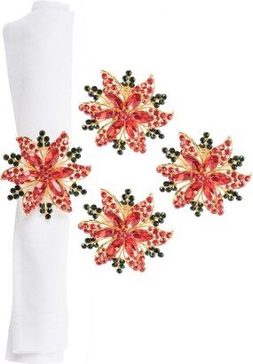 Poinsettia Napkin Ring Set of 4