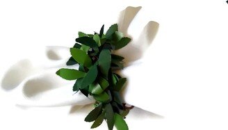 20Pcs Green Leafy Napkin Rings For Enchanted Forest Theme Wedding, Botanical Nature Themes