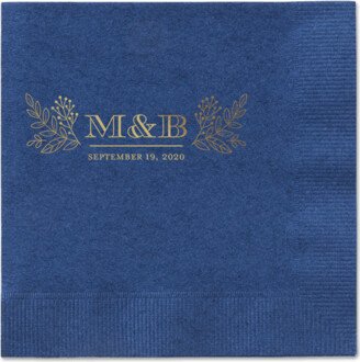 Wedding Napkins: Captivated Chalk Napkins, Yellow, Navy