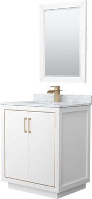 Icon Single Vanity Set, White Carrara Marble Top, 24-Inch Mirror