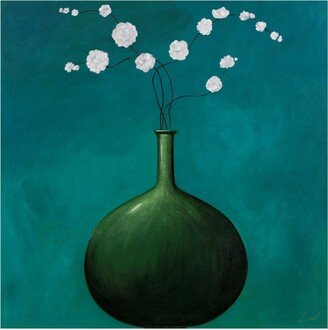 Pablo Esteban Green Vase Over Blue Canvas Art - 36.5