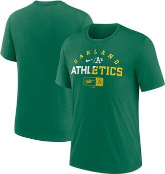 Men's Heather Green Oakland Athletics Rewind Review Slash Tri-Blend T-shirt