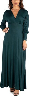 24seven Comfort Apparel Women's Formal Long Sleeve Maxi Dress