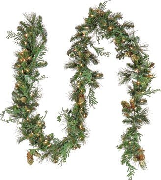 National Tree Company First Traditions Pre-Lit Christmas North Conway Garland with Pinecones