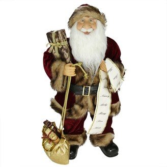 Northlight Woodland Standing Santa Claus Christmas Figure with Name List