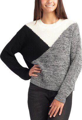 Juniors' Colorblocked Crewneck Sweater