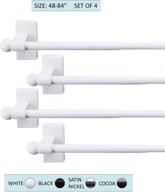 Iselect Home Decor 7/16 Inch Dia. Magnetic Curtain Rod 48-84 Inches Long | Set Of 4