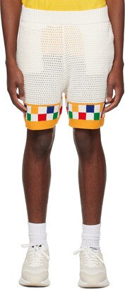 White & Yellow Check Shorts