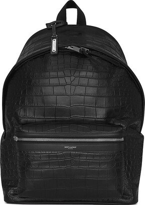 City Backpack In Crocodile Embossed Leather