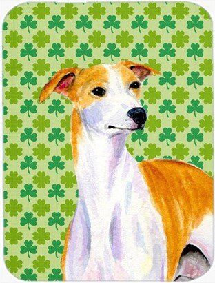 LH9193LCB Whippet St. Patricks Day Shamrock Portrait Glass Cutting Board