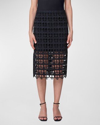 Pencil Skirt w/ Guipure Embroidery