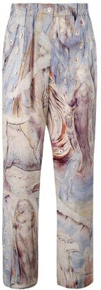 Painterly Printed Straight Leg Trousers